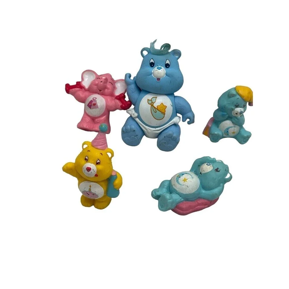 VINTAGE GROUP OF 8 CARE BEAR PVC FIGURES MADE IN 1984 Made In Hong Kong RARE